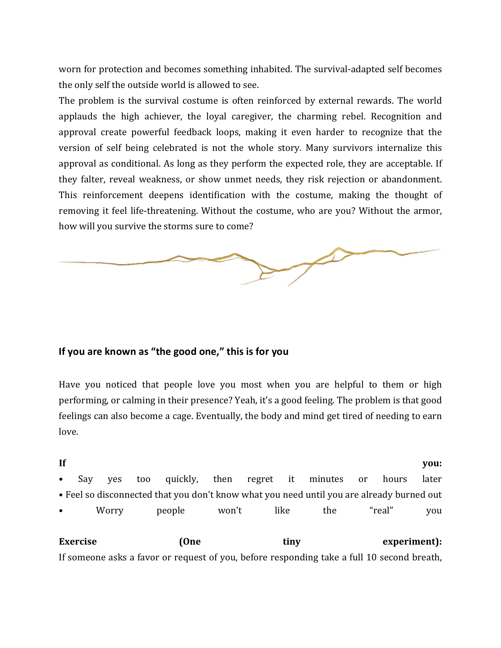 A continuation page from Chapter 1 of Journey from the Edge, including a reflection on the good-one role.